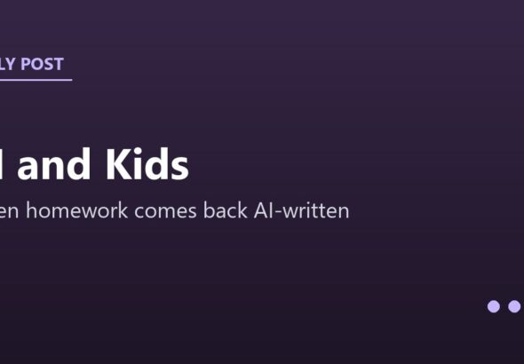 Illustration card for the guide: AI and Kids: What to Do When Homework Comes Back AI-Written